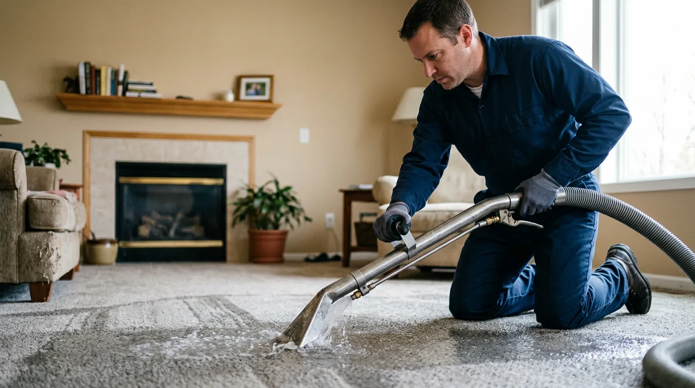 Water damage restoration technician working near Cabazon, CA